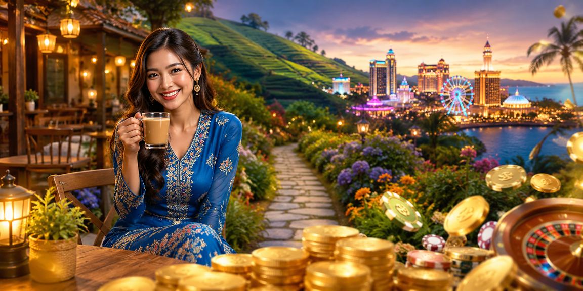 Pemain Malaysia bermain permainan dalam talian menggunakan telefon bimbit berbaju kurung