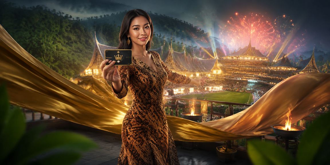 Pemain VIP menerima bonus dengan latar belakang batik Sarawak Malaysia